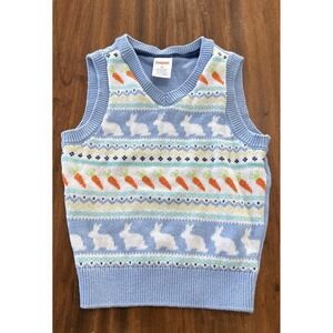 Gymboree Blue Easter Bunny Carrot Fair Isle Sweater Vest  2T